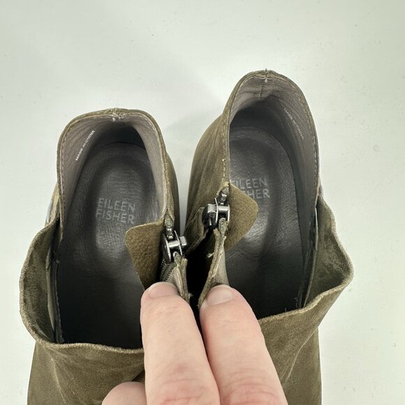 billie bootie shoes ankle suede side zip up olive green casual 9 - Picture 8 of 10